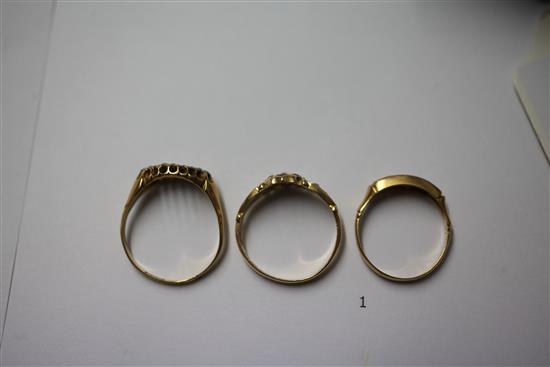 Six late 19th/early 20th century gem set dress rings, various sizes.